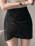 Irregular zipper mini skirt