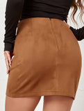 Irregular zipper mini skirt