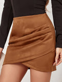 Irregular zipper mini skirt