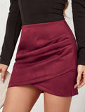 Irregular zipper mini skirt