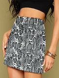 High-waisted A-line solid color bodycon mini skirt