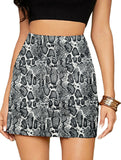 High-waisted A-line solid color bodycon mini skirt