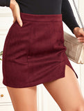 High-waisted A-line solid color bodycon mini skirt