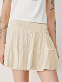 Fashionable high-waisted elastic midi skirt