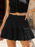 Fashionable high-waisted elastic midi skirt