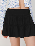 Fashionable high-waisted elastic midi skirt