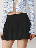 Fashionable high-waisted elastic midi skirt