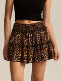 Fashionable high-waisted elastic midi skirt
