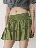 Fashionable high-waisted elastic midi skirt