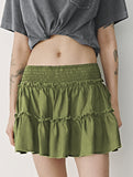 Fashionable high-waisted elastic midi skirt