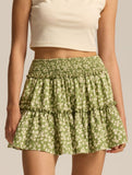 Fashionable high-waisted elastic midi skirt