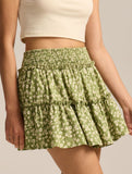 Fashionable high-waisted elastic midi skirt