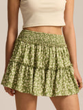 Fashionable high-waisted elastic midi skirt