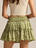 Fashionable high-waisted elastic midi skirt