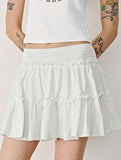 Fashionable high-waisted elastic midi skirt