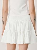 Fashionable high-waisted elastic midi skirt