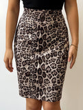 Leopard print high-waisted printed midi skirt