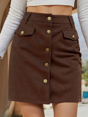 Ribbed solid color high-waisted mini skirt