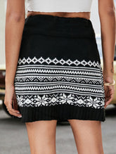 Jacquard short knit bodycon skirt