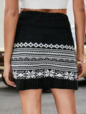 Jacquard short knit bodycon skirt