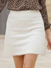 Knitted bodycon skirt, mid-waist A-line mini skirt