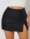 Sexy front-slit bodycon skirt pants for women