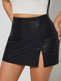 Sexy front-slit bodycon skirt pants for women