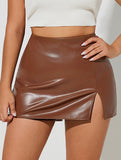 Sexy front-slit bodycon skirt pants for women