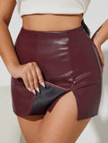 Sexy front-slit bodycon skirt pants for women