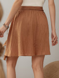 Solid High Waist Tassel Tie A Line Skirt_CWBSS00265