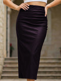 High-waisted, sexy, bodycon leather skirt with slits_CWBSS00266