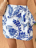 Print Bow Tie Flowy Mini Skirt
