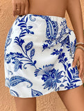 Print Bow Tie Flowy Mini Skirt