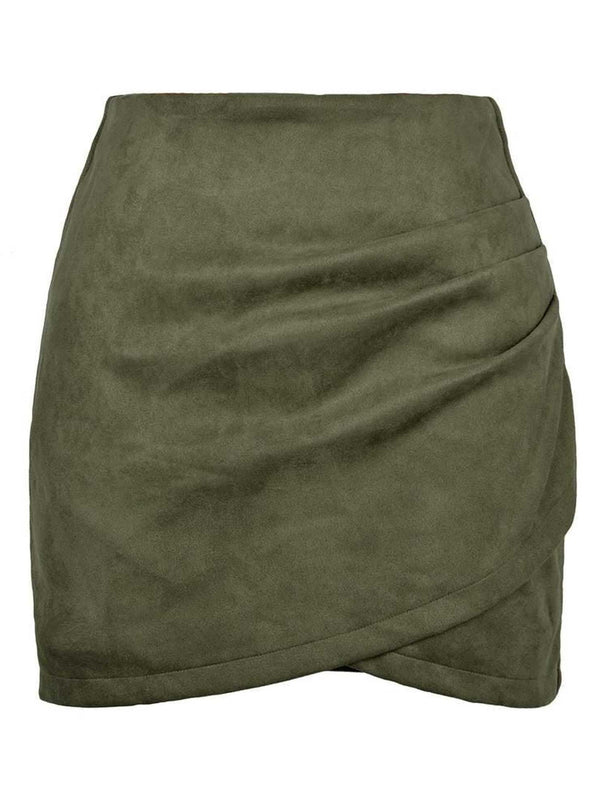 WOMEN HIGH WAIST WRAP MINI SKIRT - Doublju