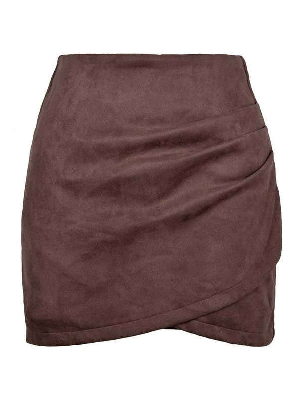 WOMEN HIGH WAIST WRAP MINI SKIRT - Doublju