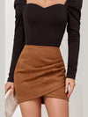 WOMEN HIGH WAIST WRAP MINI SKIRT - Doublju
