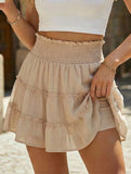 comfortable solid color casual miniskirt