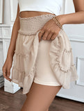 comfortable solid color casual miniskirt