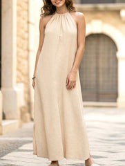 Backless Halter Vacation Maxi Dress