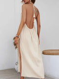 Backless Halter Vacation Maxi Dress