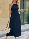 Halter Backless Waist Maxi Dress