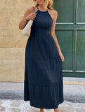 Halter Backless Waist Maxi Dress
