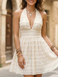 Halter Ruffle Waist Mini Dress