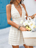 Halter Ruffle Waist Mini Dress