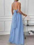 Blue Halter Backless Maxi Dress_CWDHL01213