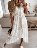Resort-style Lace Strappy long dress