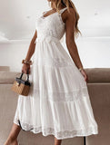 Elegant Lace High-Waist Cami Dress ??Sophisticated Work & Commuting Dress