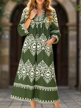Ethnic style geometric print loose dress