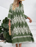 Ethnic style geometric print loose dress