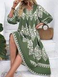 Ethnic style geometric print loose dress